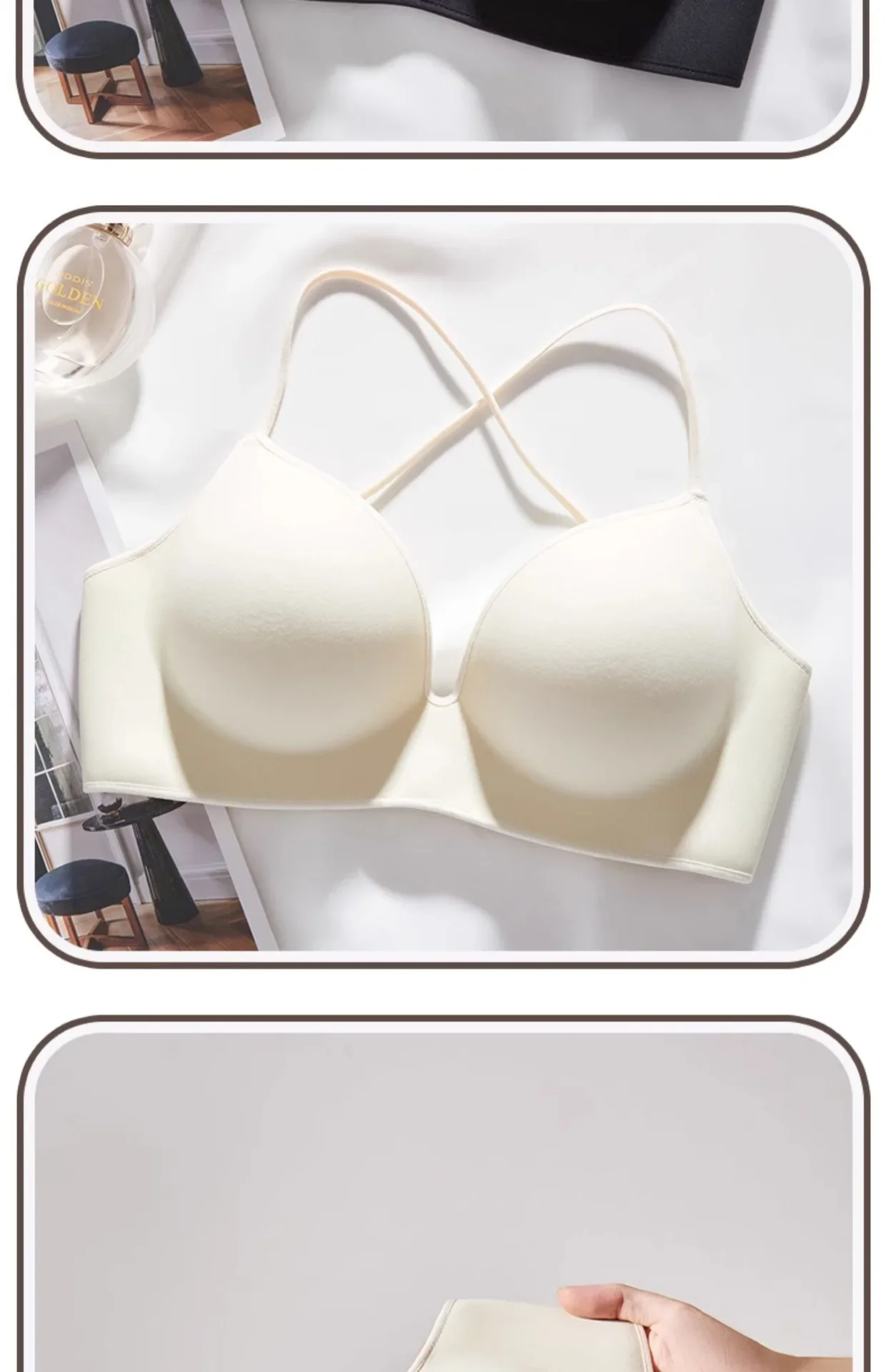 Cross Back Fixed Cup Bra Thickened Outer Expansion Special for Flat Chested Women Sexy Korean Style Underwear Gathered Chest