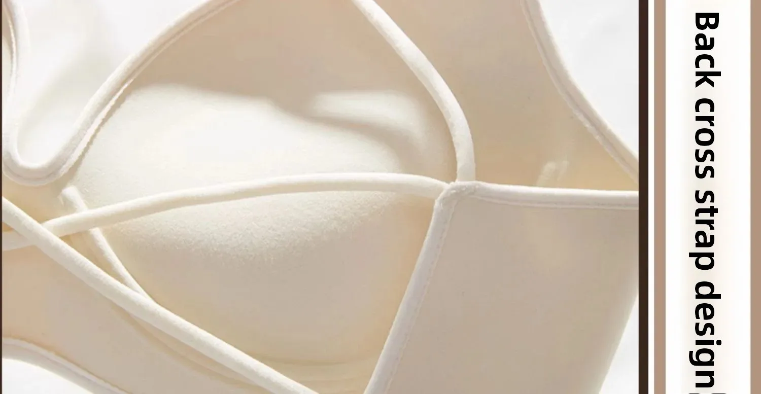 Cross Back Fixed Cup Bra Thickened Outer Expansion Special for Flat Chested Women Sexy Korean Style Underwear Gathered Chest