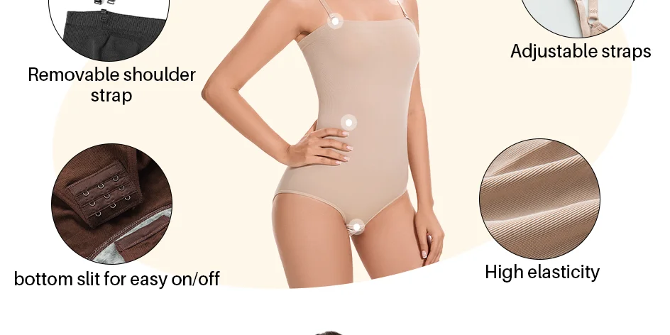 Molasus Slimming Strapless Bodysuit Off Shoulder Women Shorts Shapewear Tummy Control Body Shaper Sexy Fajas Underwear Bodysuits