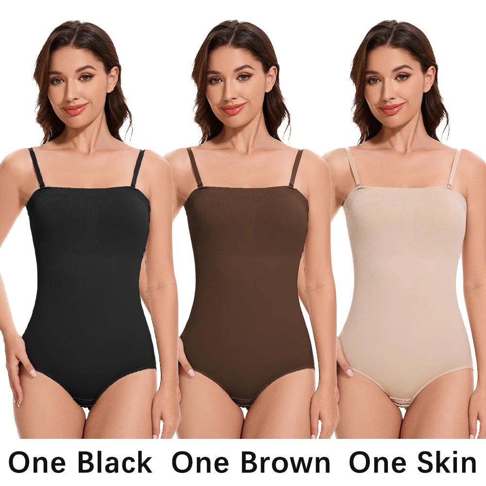 Molasus Slimming Strapless Bodysuit Off Shoulder Women Shorts Shapewear Tummy Control Body Shaper Sexy Fajas Underwear Bodysuits