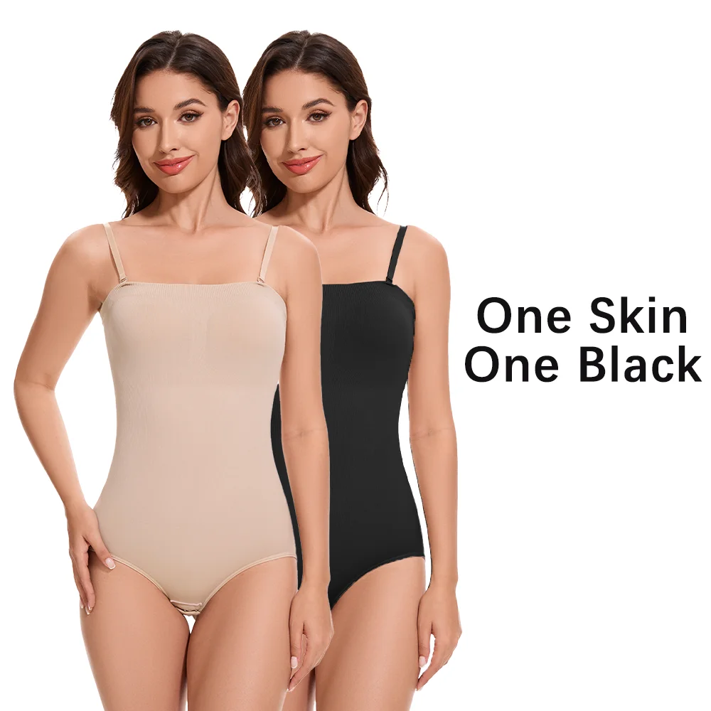 Molasus Slimming Strapless Bodysuit Off Shoulder Women Shorts Shapewear Tummy Control Body Shaper Sexy Fajas Underwear Bodysuits