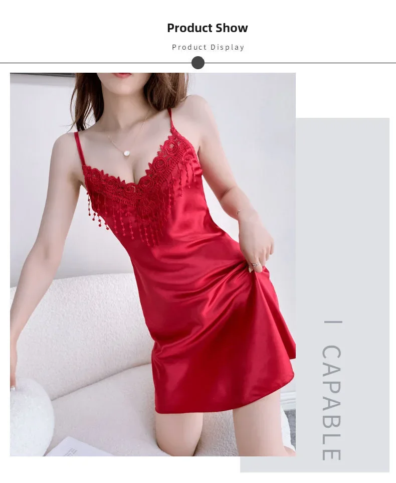 2022 Sexy V-neck Tank Sleep Dress Women's Solid Color Attraction Dress M-6xl Cross-border Summer Sleeveless 2022 Sexy V-neck Tank Sleep Dress Women's Solid Color Attraction Dress M-6xl Cross-border Summer Sleeveless