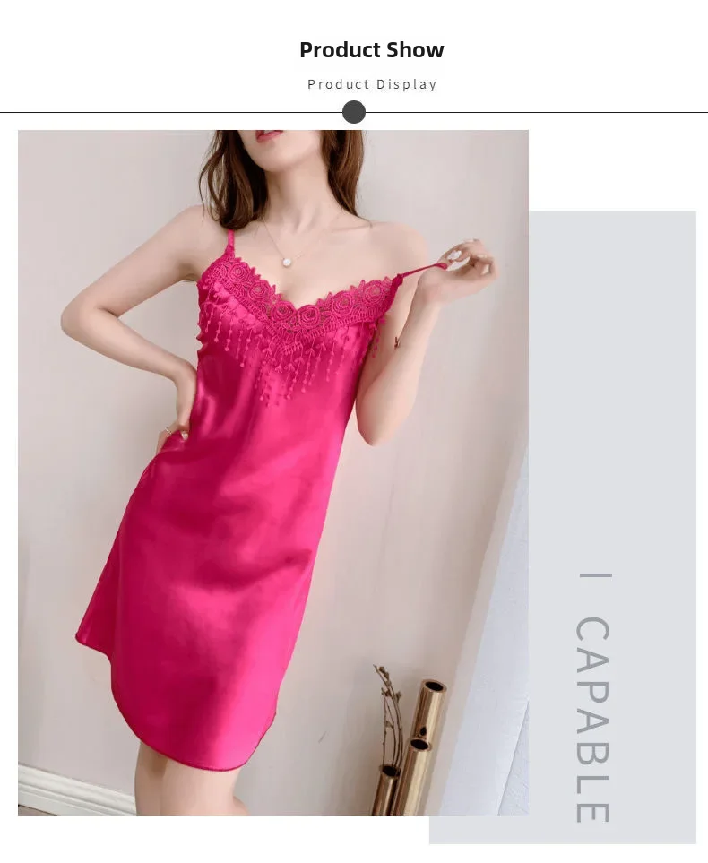 2022 Sexy V-neck Tank Sleep Dress Women's Solid Color Attraction Dress M-6xl Cross-border Summer Sleeveless 2022 Sexy V-neck Tank Sleep Dress Women's Solid Color Attraction Dress M-6xl Cross-border Summer Sleeveless