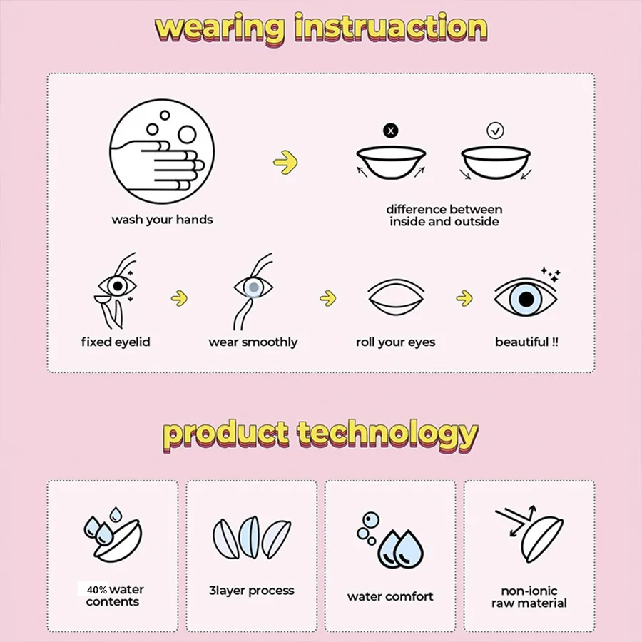 DUOXIU 1 Pair Yearly Myopia Color Contact Lenses for Brown Eyes - Fashion Pink Blue Pupil Cosplay Soft Lenses DUOXIU 1 Pair Yearly Myopia Color Contact Lenses for Brown Eyes - Fashion Pink Blue Pupil Cosplay Soft Lenses