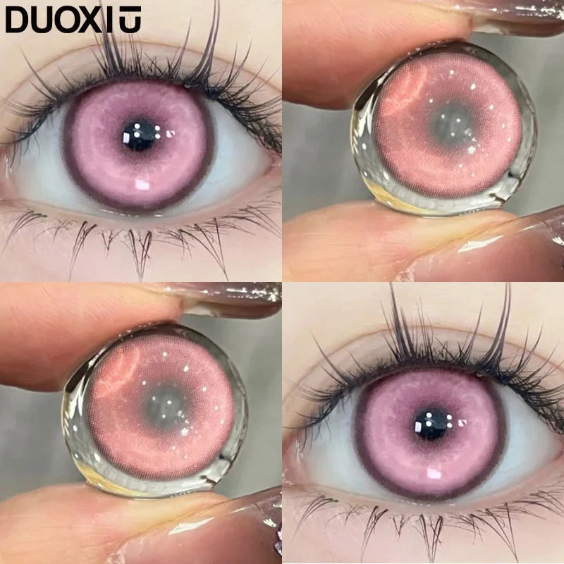 DUOXIU 1 Pair Yearly Myopia Color Contact Lenses for Brown Eyes - Fashion Pink Blue Pupil Cosplay Soft Lenses DUOXIU 1 Pair Yearly Myopia Color Contact Lenses for Brown Eyes - Fashion Pink Blue Pupil Cosplay Soft Lenses