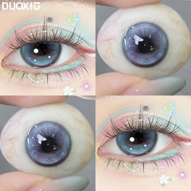 DUOXIU 1 Pair Yearly Myopia Color Contact Lenses for Brown Eyes - Fashion Pink Blue Pupil Cosplay Soft Lenses DUOXIU 1 Pair Yearly Myopia Color Contact Lenses for Brown Eyes - Fashion Pink Blue Pupil Cosplay Soft Lenses