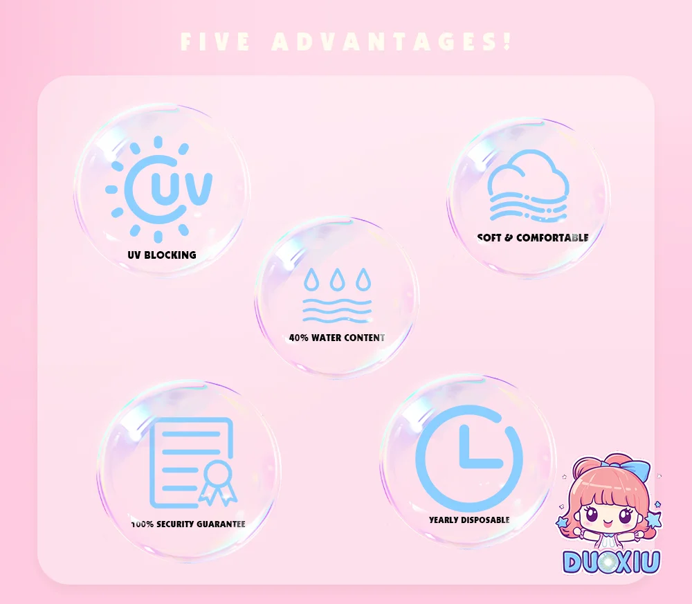 DUOXIU 1 Pair Yearly Myopia Color Contact Lenses for Brown Eyes - Fashion Pink Blue Pupil Cosplay Soft Lenses DUOXIU 1 Pair Yearly Myopia Color Contact Lenses for Brown Eyes - Fashion Pink Blue Pupil Cosplay Soft Lenses