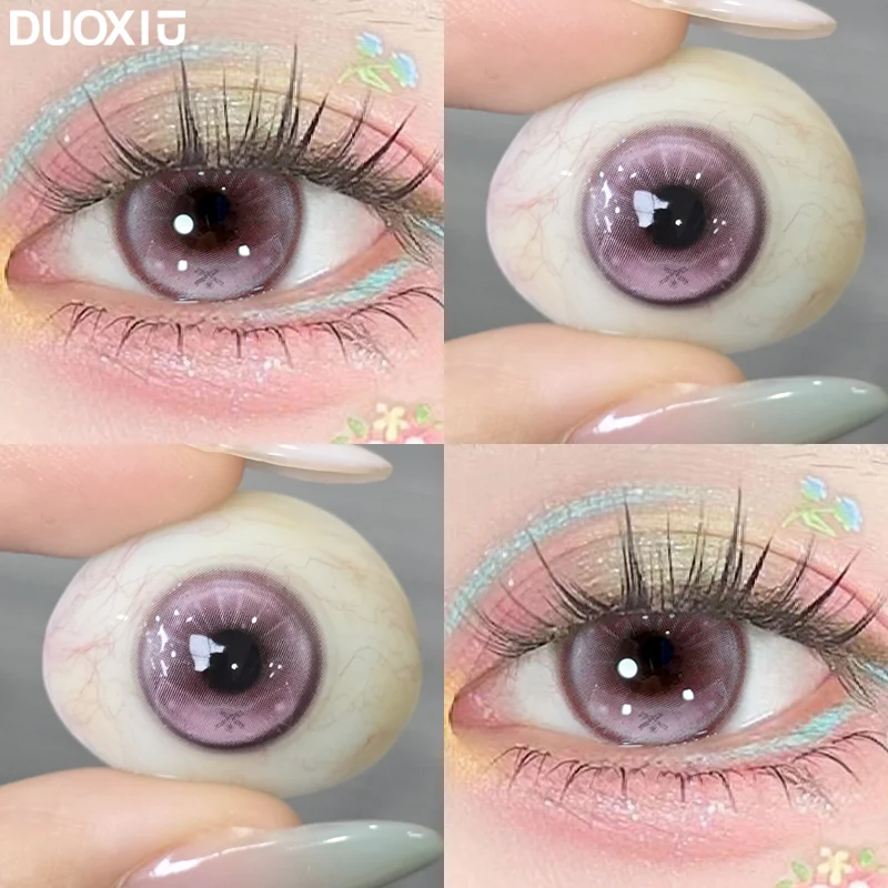 DUOXIU 1 Pair Yearly Myopia Color Contact Lenses for Brown Eyes - Fashion Pink Blue Pupil Cosplay Soft Lenses DUOXIU 1 Pair Yearly Myopia Color Contact Lenses for Brown Eyes - Fashion Pink Blue Pupil Cosplay Soft Lenses