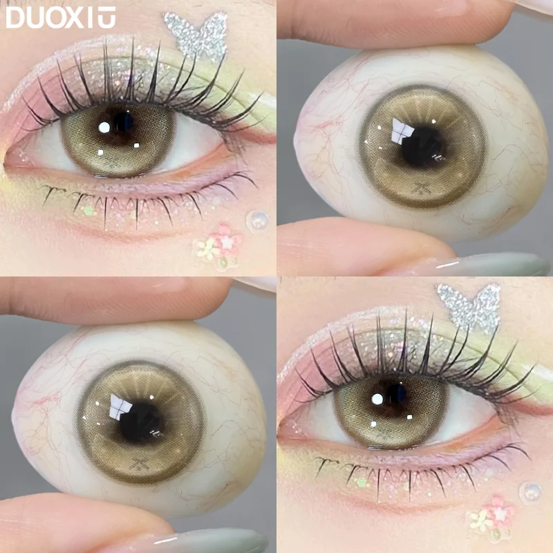DUOXIU 1 Pair Yearly Myopia Color Contact Lenses for Brown Eyes - Fashion Pink Blue Pupil Cosplay Soft Lenses DUOXIU 1 Pair Yearly Myopia Color Contact Lenses for Brown Eyes - Fashion Pink Blue Pupil Cosplay Soft Lenses