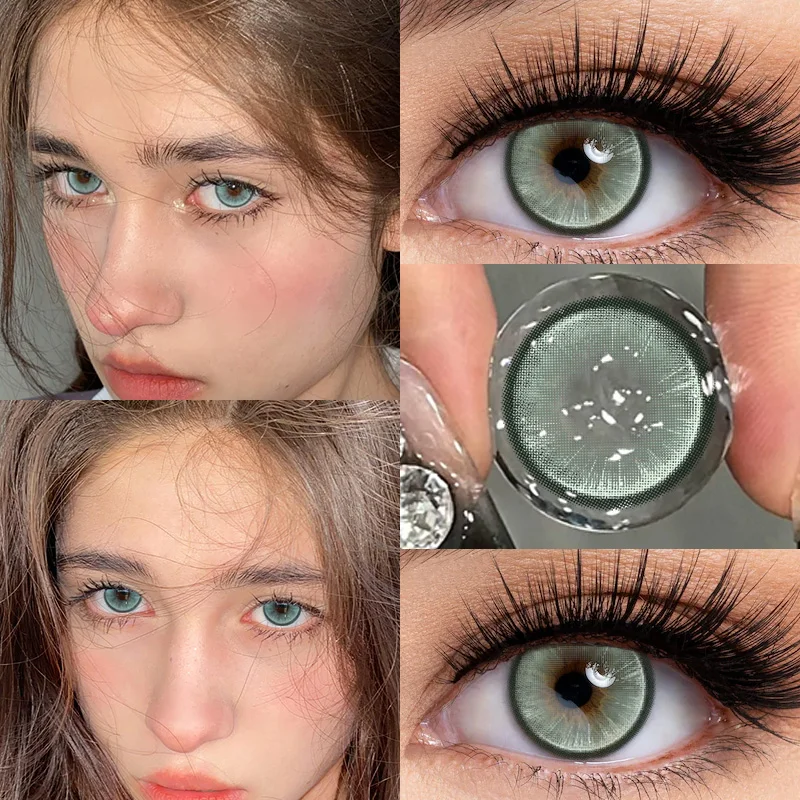 DUOXIU 1 Pair Yearly Myopia Color Contact Lenses for Brown Eyes – Fashion Pink Blue Pupil Cosplay Soft Lenses