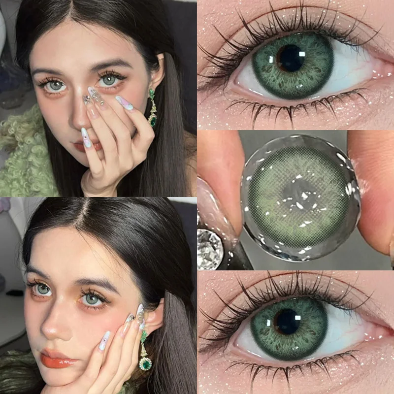 DUOXIU 1 Pair Yearly Myopia Color Contact Lenses for Brown Eyes – Fashion Pink Blue Pupil Cosplay Soft Lenses