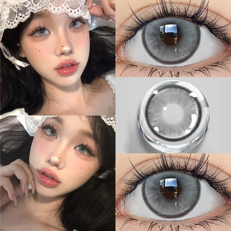 DUOXIU 1 Pair Yearly Myopia Color Contact Lenses for Brown Eyes – Fashion Pink Blue Pupil Cosplay Soft Lenses