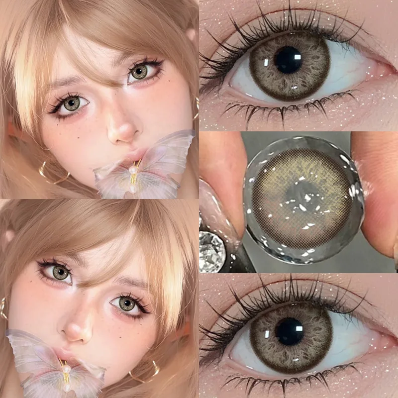 DUOXIU 1 Pair Yearly Myopia Color Contact Lenses for Brown Eyes – Fashion Pink Blue Pupil Cosplay Soft Lenses