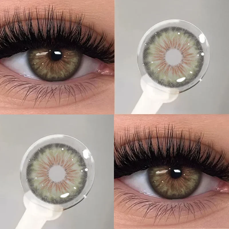 KSSEYE 2Pcs Best Selling Contacts Colored Lenses Cleopatra2.0 Myopia Degree Green Grey Series Soft Lens Eye Fast Shipping