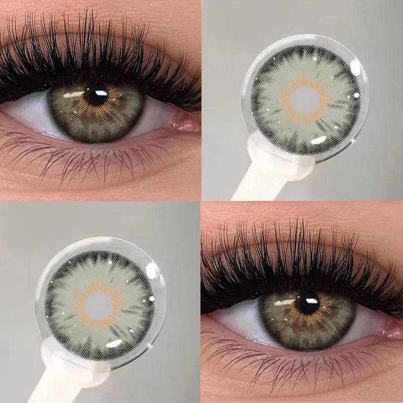 KSSEYE 2Pcs Best Selling Contacts Colored Lenses Cleopatra2.0 Myopia Degree Green Grey Series Soft Lens Eye  Fast Shipping