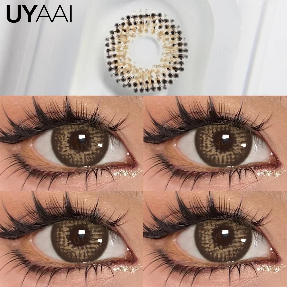 UYAAI 1 Pair Colored Pupils for Eyes Natural Brown Big Eyes Contacts Cosmetics Green Eye Color Lens Gray Lenses for Woman