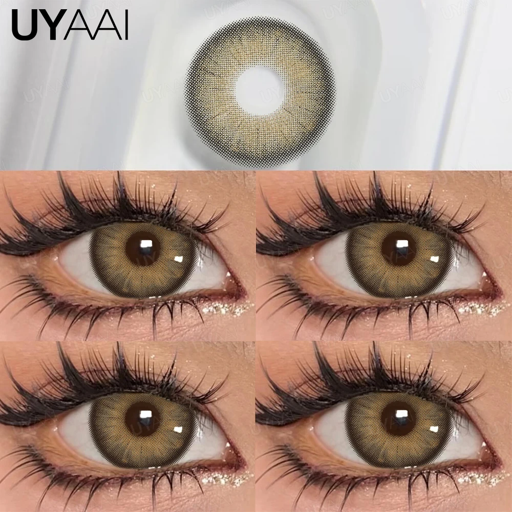 UYAAI 1 Pair Colored Pupils for Eyes Natural Brown Big Eyes Contacts Cosmetics Green Eye Color Lens Gray Lenses for Woman