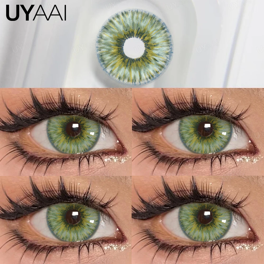 UYAAI 1 Pair Colored Pupils for Eyes Natural Brown Big Eyes Contacts Cosmetics Green Eye Color Lens Gray Lenses for Woman