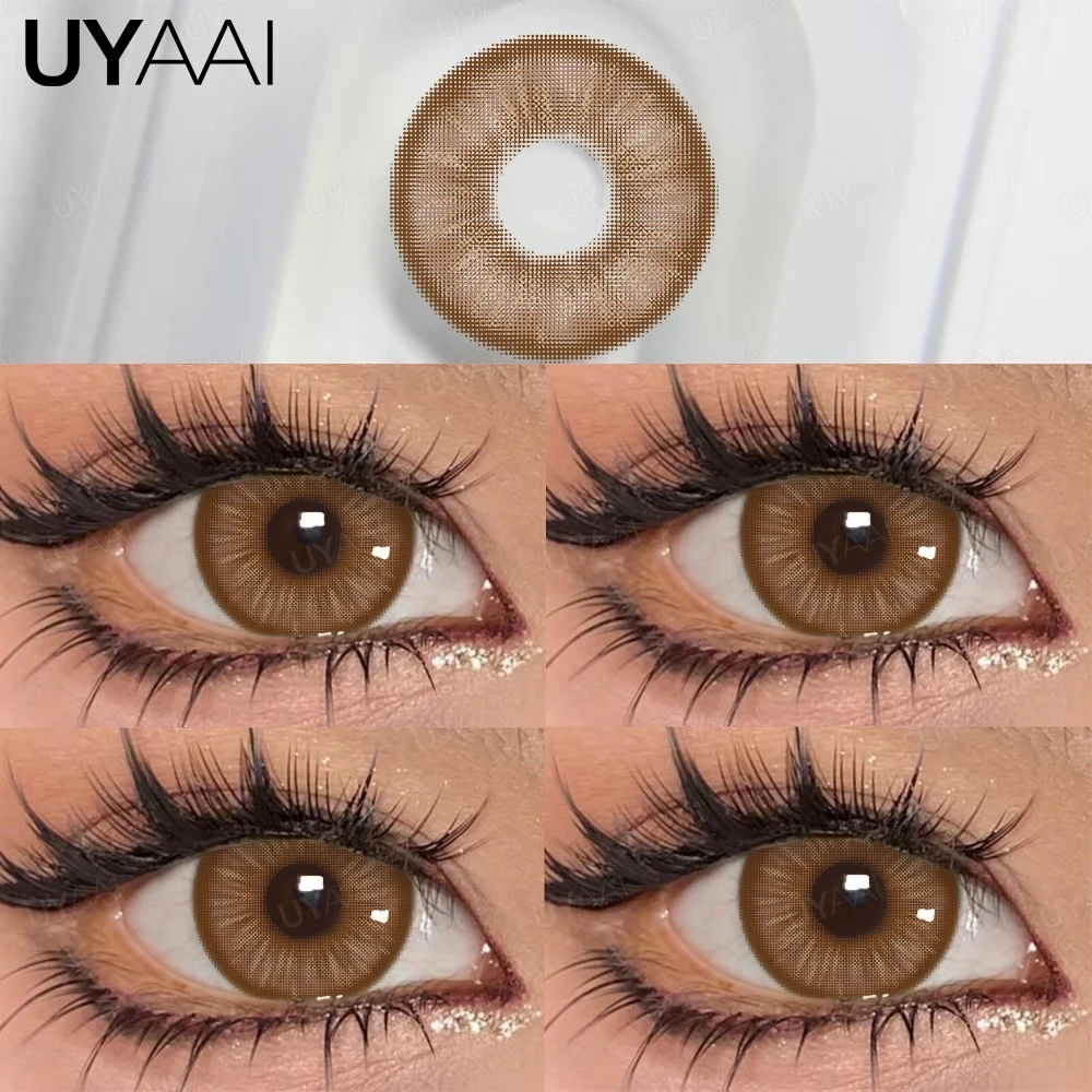 UYAAI 1 Pair Colored Pupils for Eyes Natural Brown Big Eyes Contacts Cosmetics Green Eye Color Lens Gray Lenses for Woman