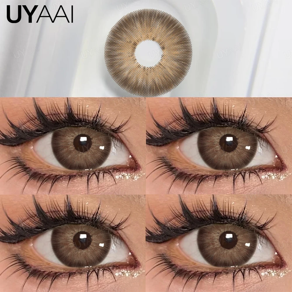 UYAAI 1 Pair Colored Pupils for Eyes Natural Brown Big Eyes Contacts Cosmetics Green Eye Color Lens Gray Lenses for Woman