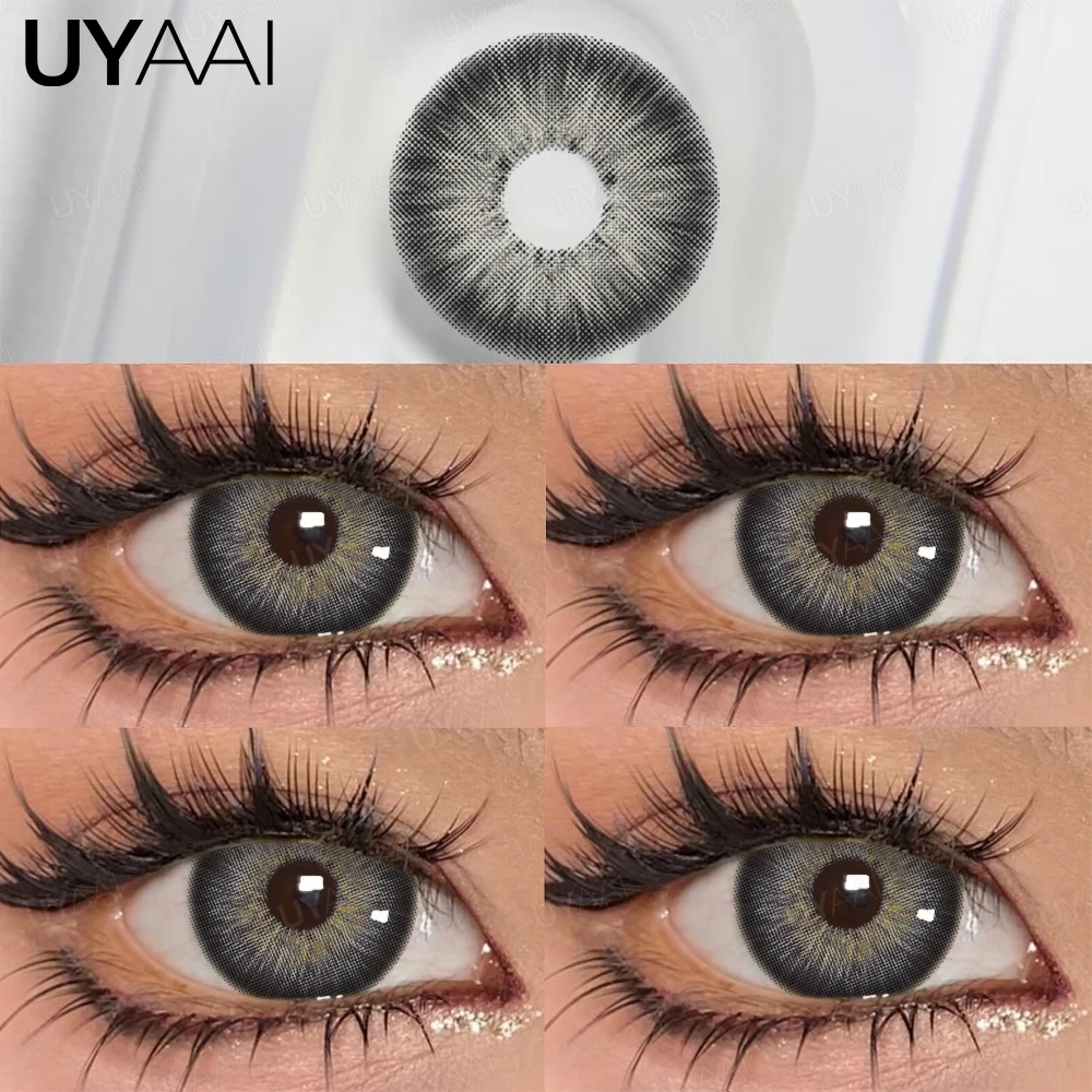 UYAAI 1 Pair Colored Pupils for Eyes Natural Brown Big Eyes Contacts Cosmetics Green Eye Color Lens Gray Lenses for Woman