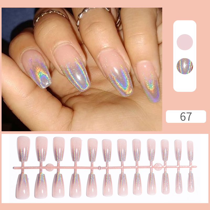 24pcs Sweet Summer Fake Nails Patches Pink Glitter Nude Press on Nails Women Wearable Nail Art Stickers Full Finished False Nail 24pcs Sweet Summer Fake Nails Patches Pink Glitter Nude Press on Nails Women Wearable Nail Art Stickers Full Finished False Nail