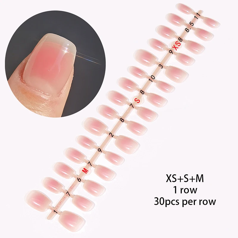 24pcs Sweet Summer Fake Nails Patches Pink Glitter Nude Press on Nails Women Wearable Nail Art Stickers Full Finished False Nail