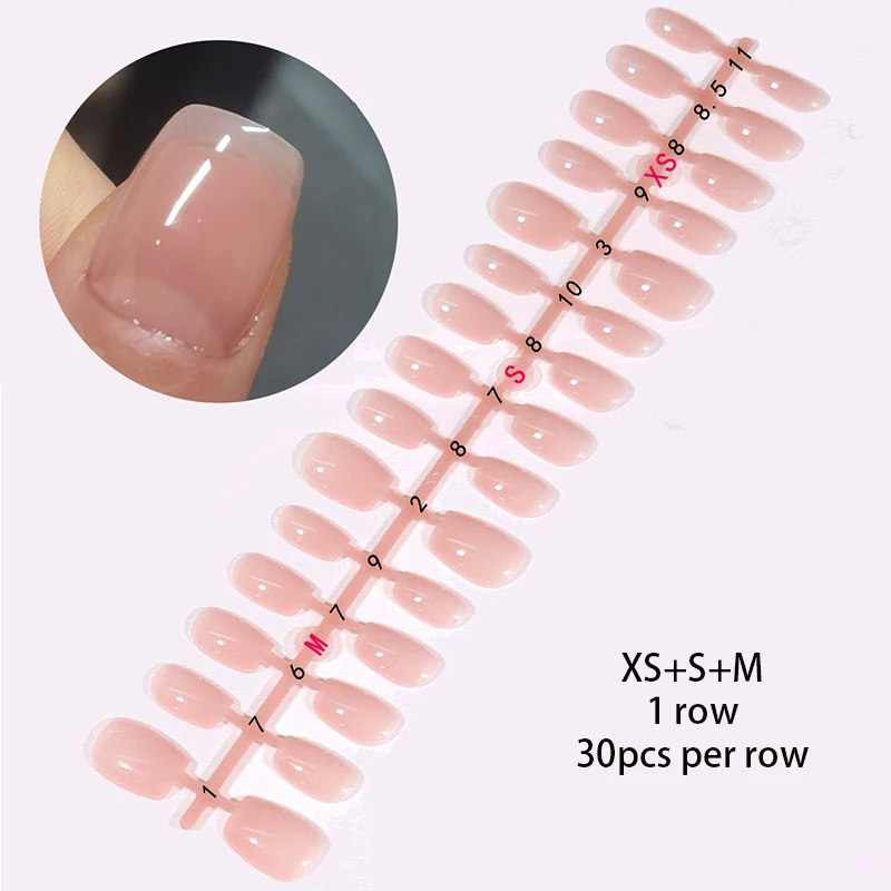 24pcs Sweet Summer Fake Nails Patches Pink Glitter Nude Press on Nails Women Wearable Nail Art Stickers Full Finished False Nail