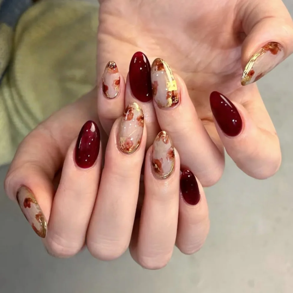 24Pcs Press-On Nail Set Gradient Red Rose Apricot Spicy Pink Burgundy Floral Designs Perfect Gift for Women and Friends 24Pcs Press-On Nail Set Gradient Red Rose Apricot Spicy Pink Burgundy Floral Designs Perfect Gift for Women and Friends