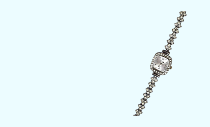 Platinum with Zircons Ladies Wrist Watch