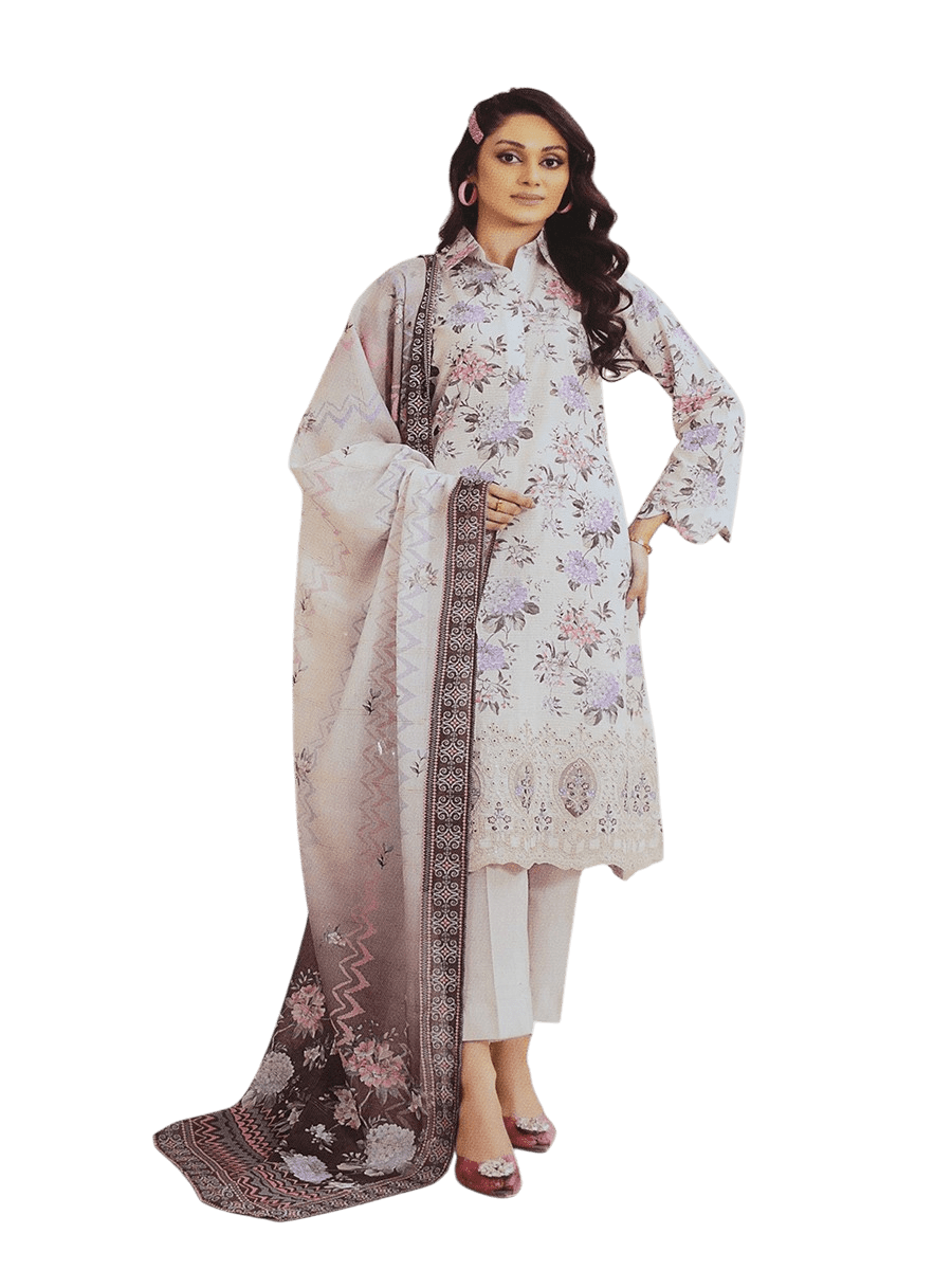 Tawakkal Mehroon embroidered chickankari unstitched lawn fabric